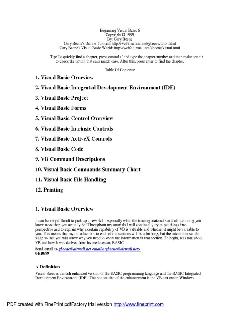 Beginning Visual Basic 6 | PDF | Integrated Development Environment ...