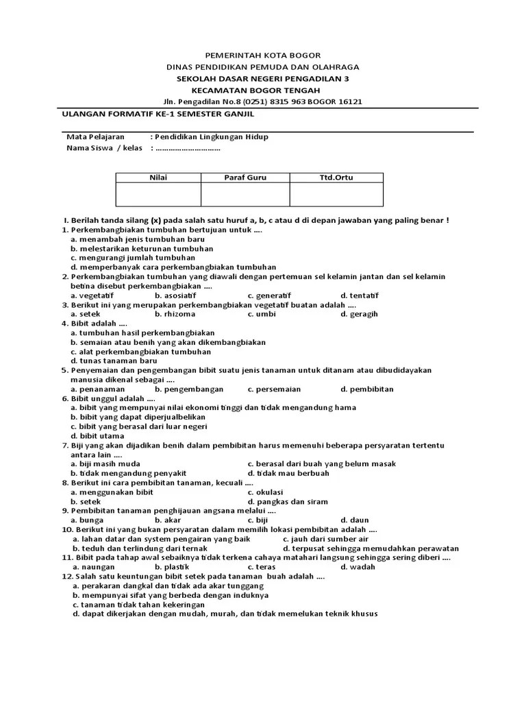 Guru sd smp sma pencarian untuk . Soal Uts Plh Kelas 8 Semester 2 Beinyu Com