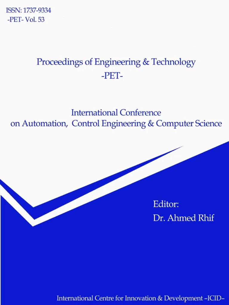 International Conference On Automation, Control Engineering & Computer Science | PDF | Risk ...