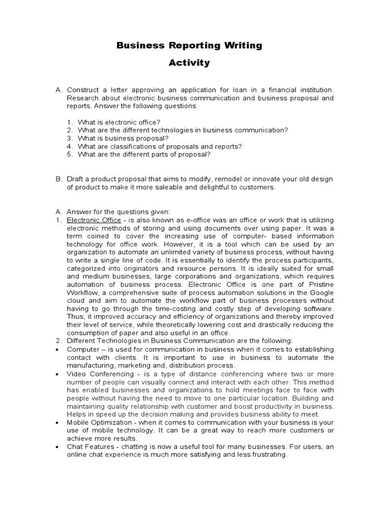 Business Report Writing Online Activity | PDF | Sales | Cloud Computing