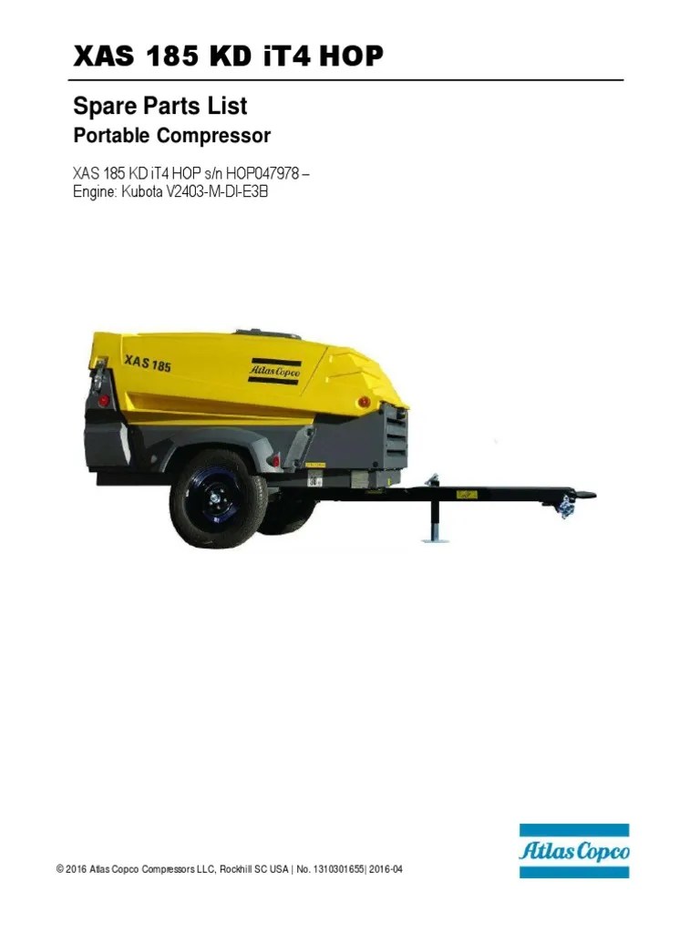 View and download atlas copco xahs186 dd parts list online. Manual De Partes Xas 185kd Pdf Screw Valve