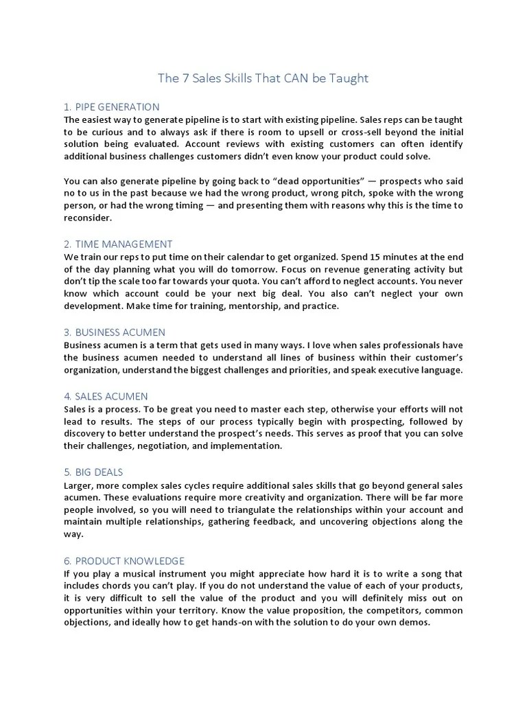 14 Sales Skills | Download Free PDF | Sales | Cognition