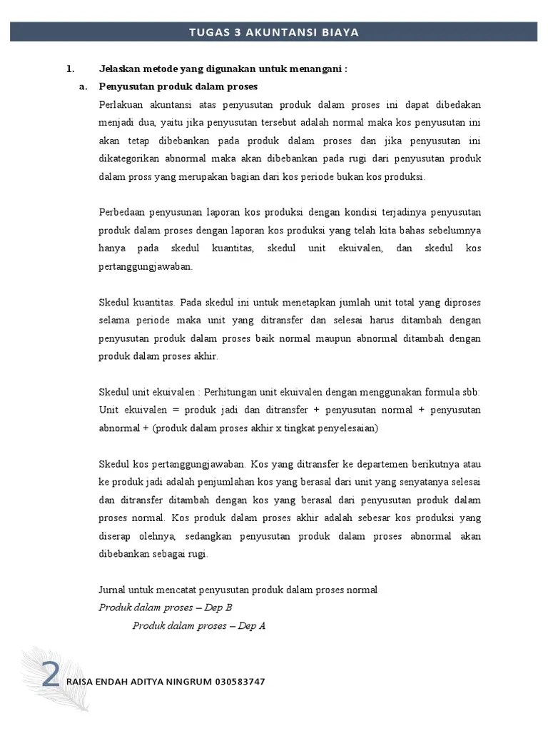Tugas 3 Akuntansi Biaya | PDF