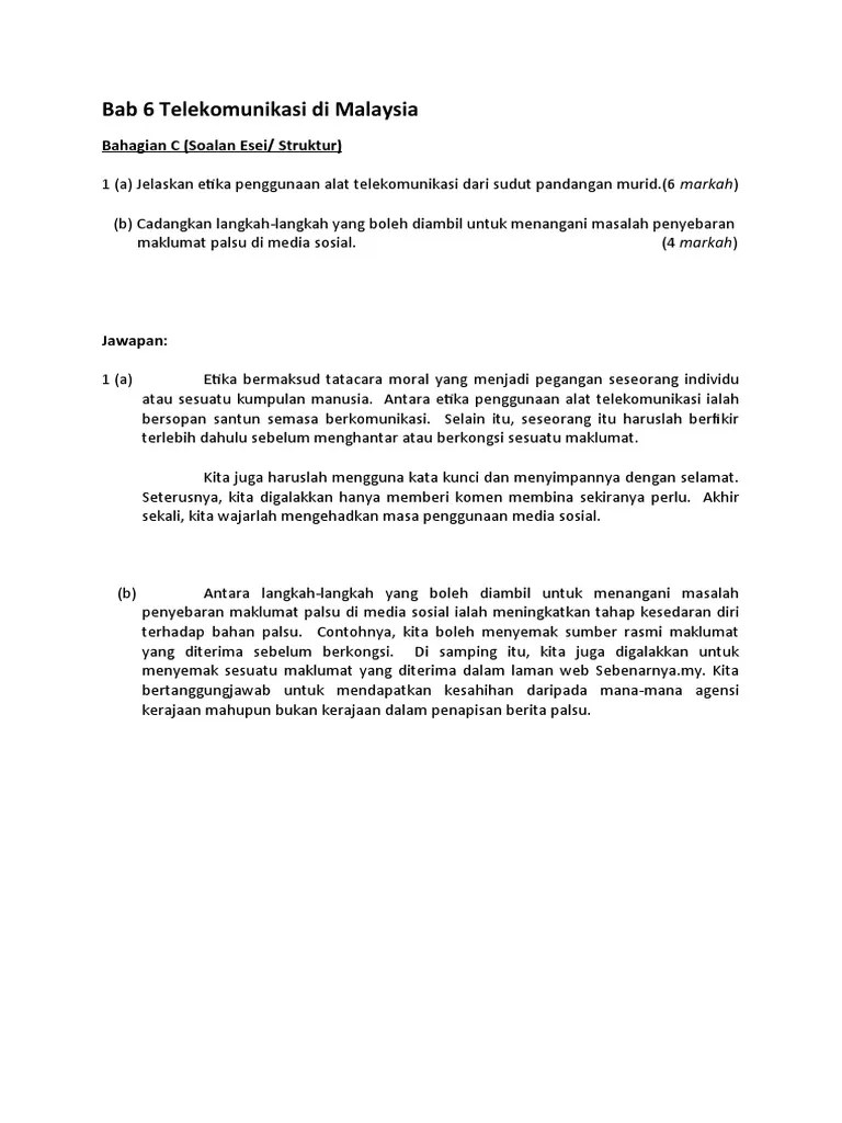 Kerangka penulisan berfungsi membantu penulis melihat gagasan sekilas pandang untuk menghindari adanya pembahasan dua kali dalam satu subbab tulisan. Latihan Esei Bab 6 Telekomunikasi Di Malaysia Pdf