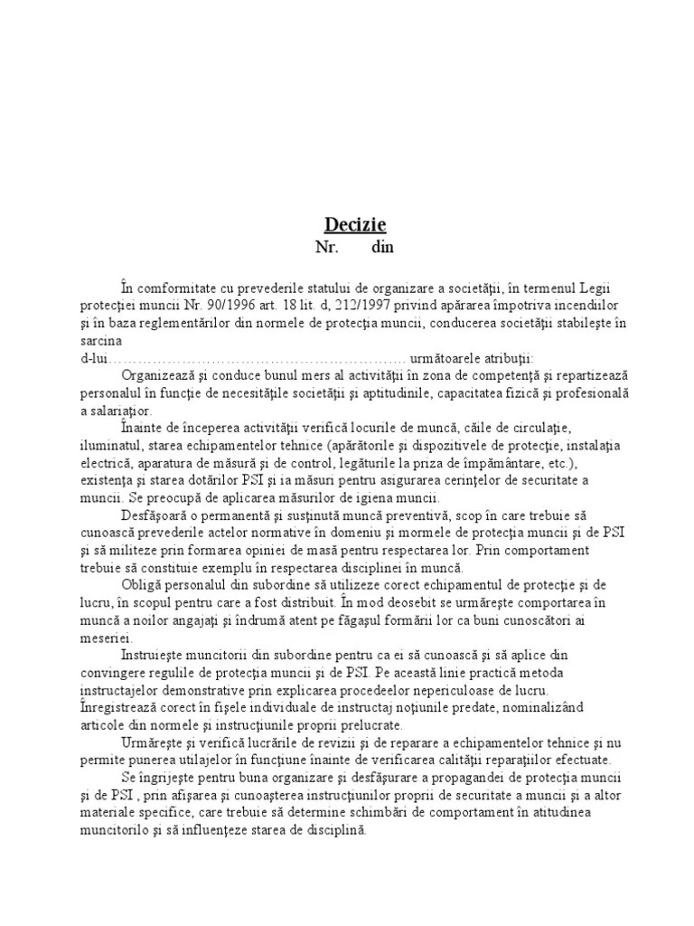 Dacă ai un punct de lucru și nu mai ai nevoie de el, cel mai bine este să îl închizi, nu? Model Decizie Interna Numire Sef Punct Lucru Santier