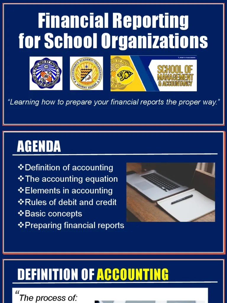 Financial Reporting For School Organizations: 
