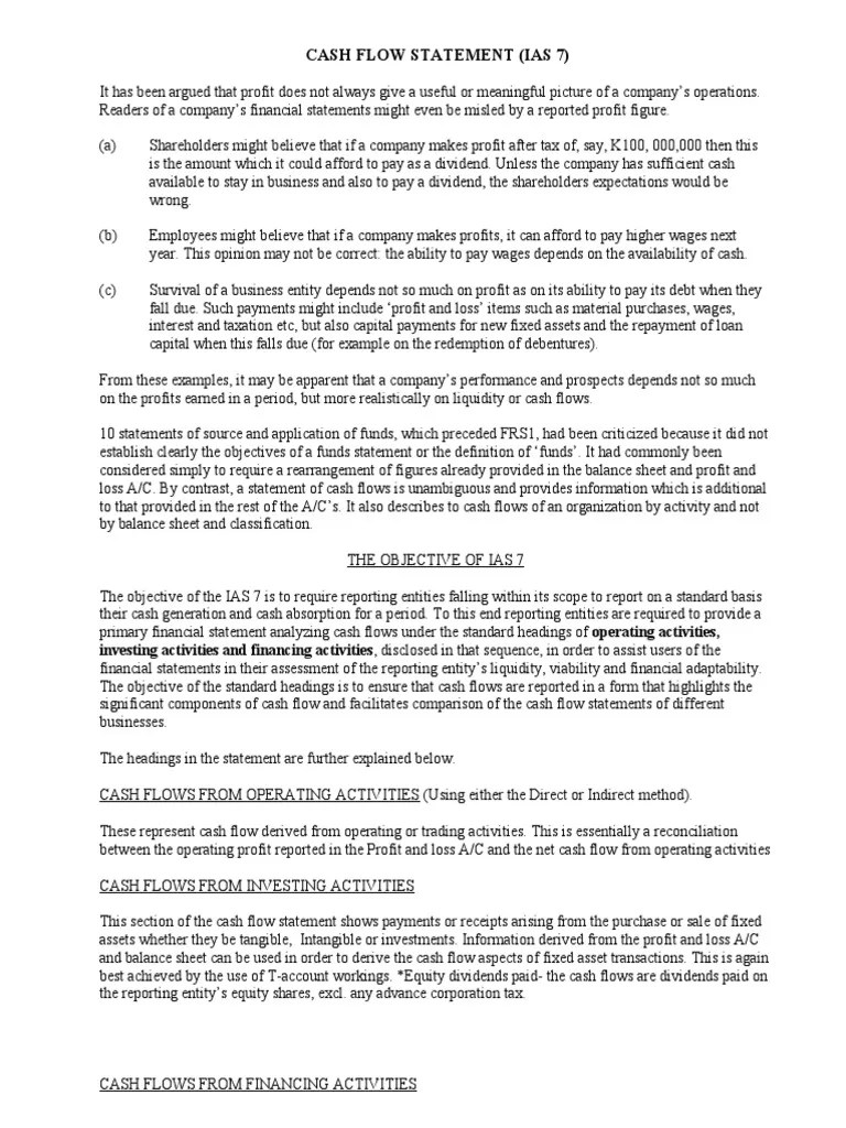 Cash Flow Statement Ias 7 | PDF | Dividend | Cash Flow Statement