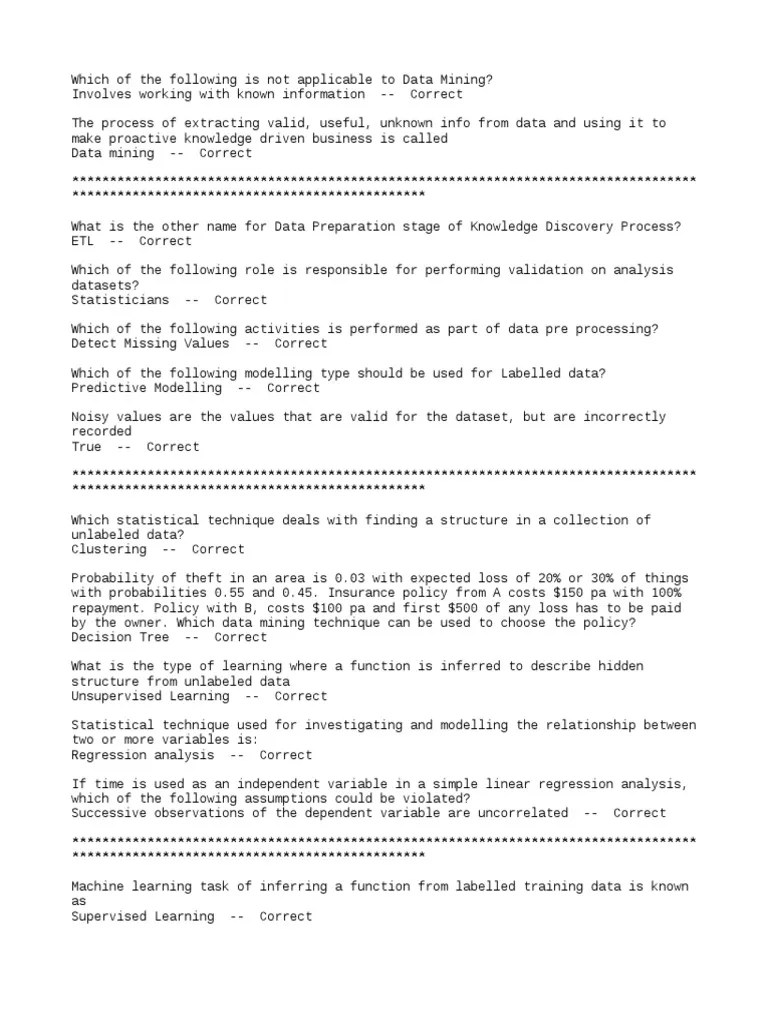 Data Mining Methods Basics Q&A | PDF | Regression Analysis | Data Mining