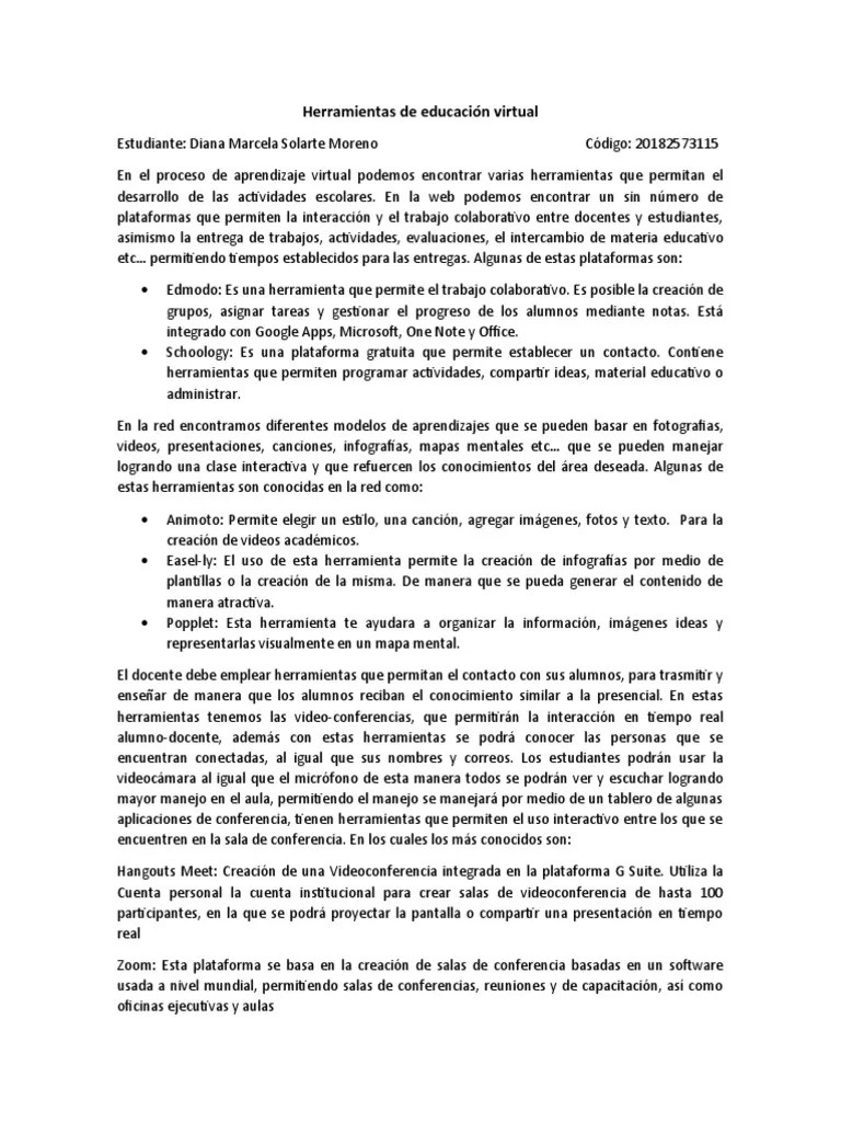 Herramientas De Educación Virtual | PDF | Informática | Aprendizaje
