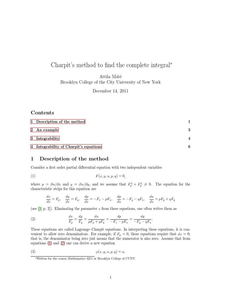 Charpits Method PDF | PDF | Equations | Ordinary Differential Equation