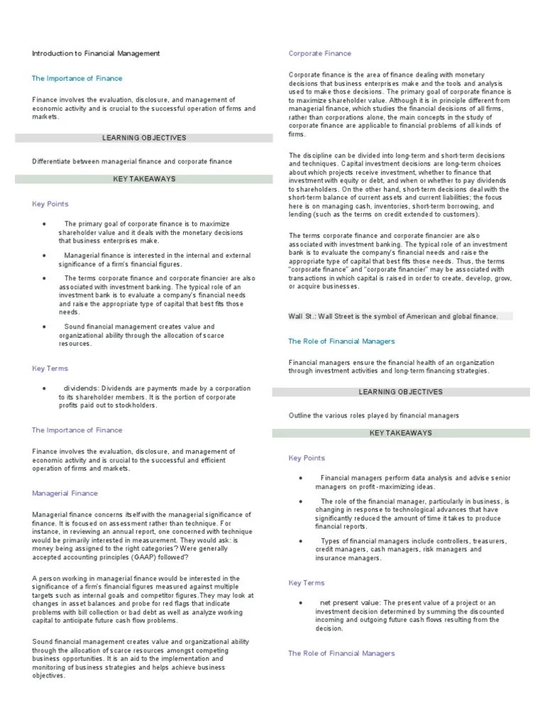 Introduction To Financial Management | PDF | Financial Statement | Banks