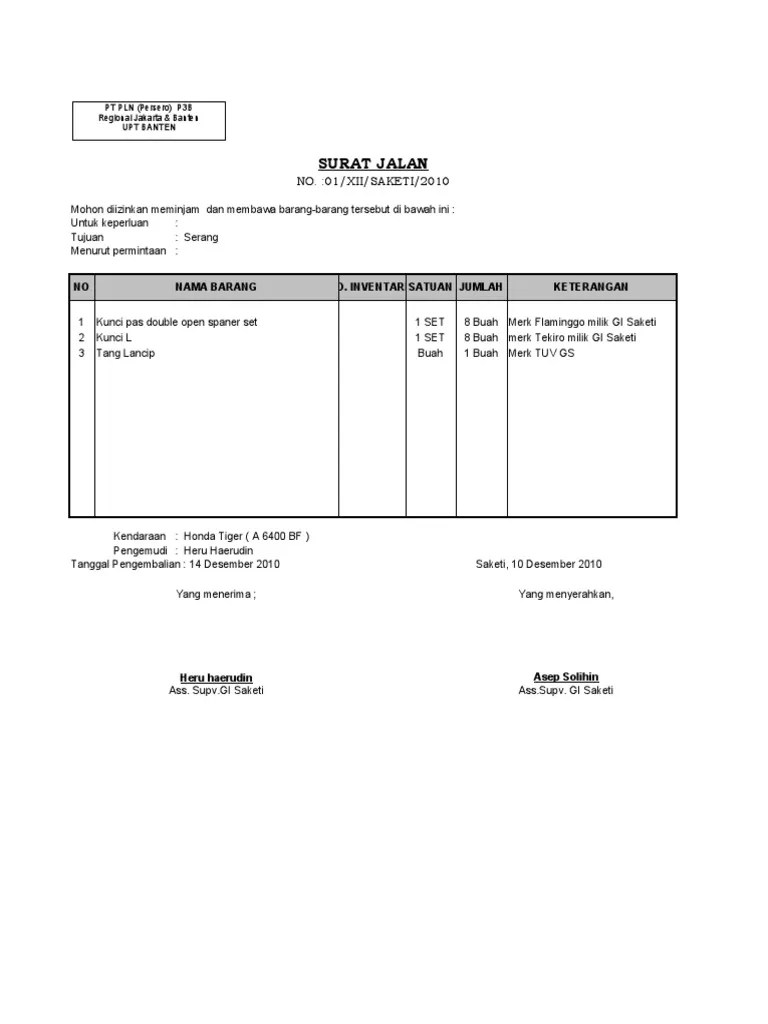 Download contoh surat jalan pengiriman barang doc. Blanko Surat Jalan Pdf
