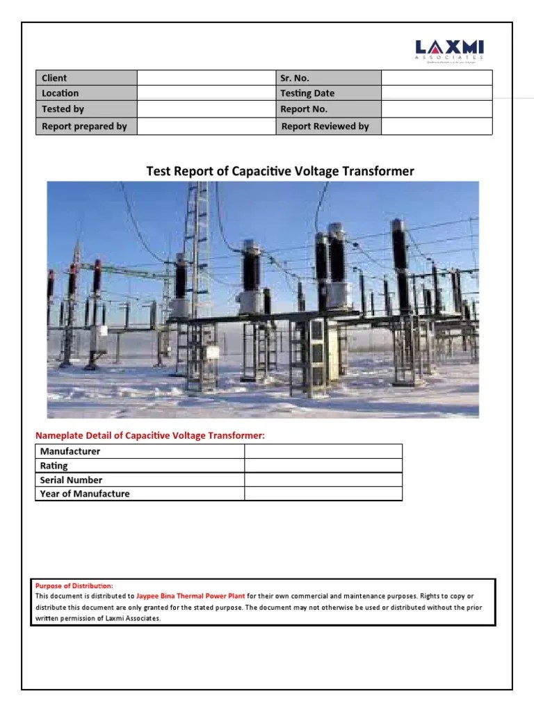 Formate 20 - Capacitive Voltage Transformer | PDF | Capacitor | Transformer