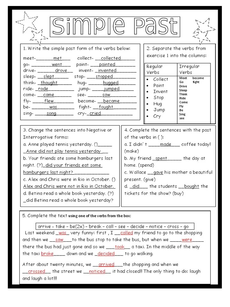 Simple Past | PDF | Morphology | Language Mechanics
