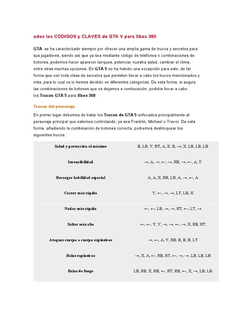 Claves Y Trucos De GTA 5 Para Xbox 360 PDF Ocio Deportes 1
