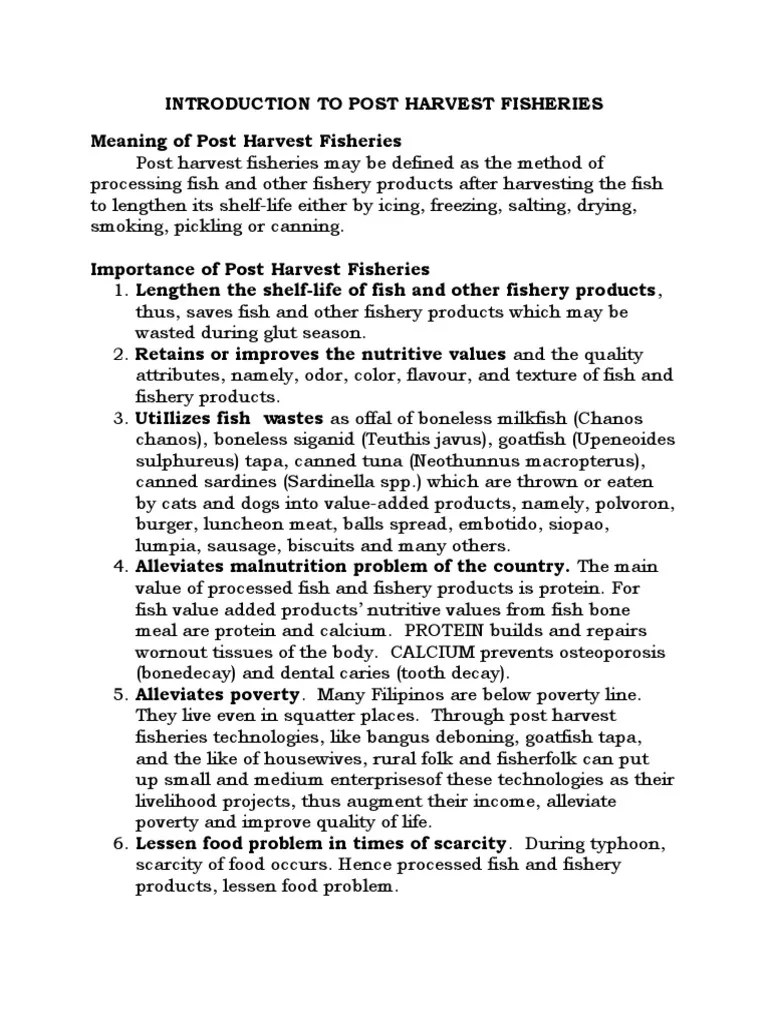 Introduction To Post Harvest Fisheries Meaning Of Post Harvest ...