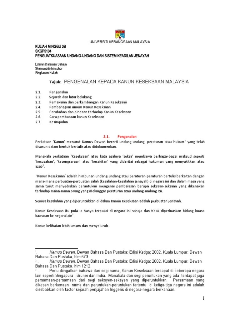 Seksaan bagi kesalahan yang dilakukan dalam malaysia. Skgp5104 Kuliah M3b Pengenalan Kepada Kanun Keseksaan Di Msia 20200401083048 Pdf