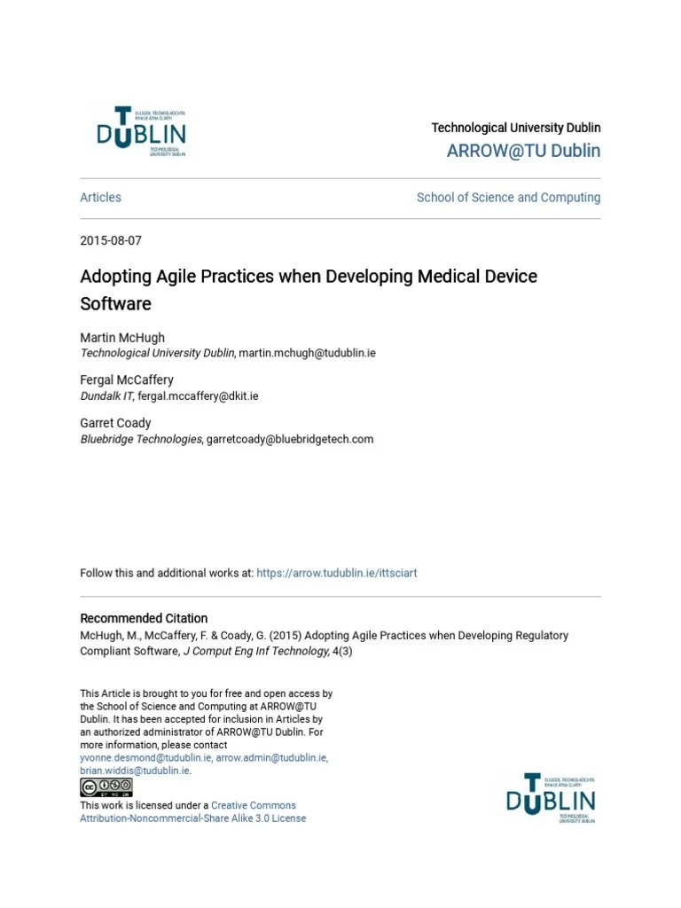 Adopting Agile Practices When Developing Medical Device Software | PDF ...
