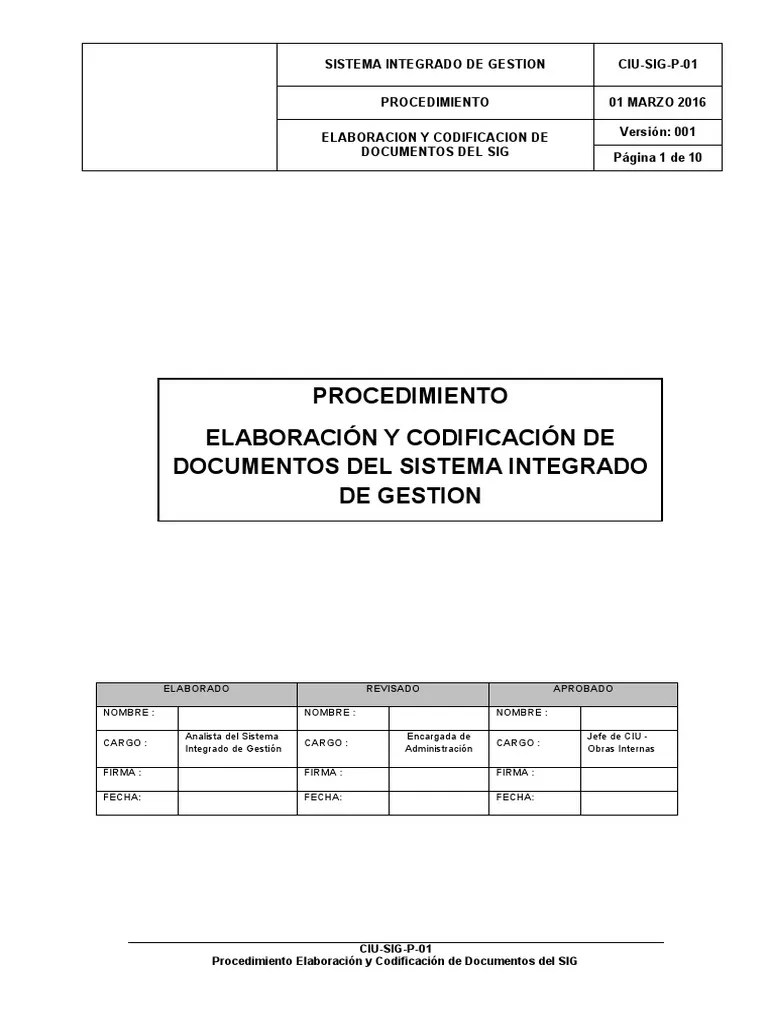 12.CIU-SIG-P-01-Procedimiento De Elaboración Y Codificación De ...