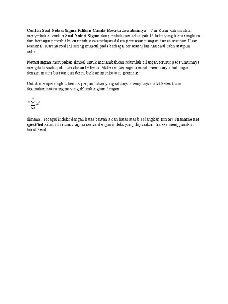 Contoh soal ekonomi kelas 11. Soal Notasi Sigma Pdf