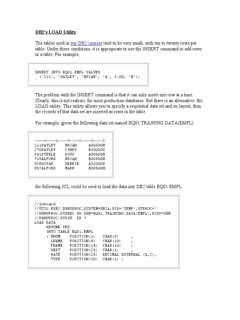 DB2 Load Utility | PDF