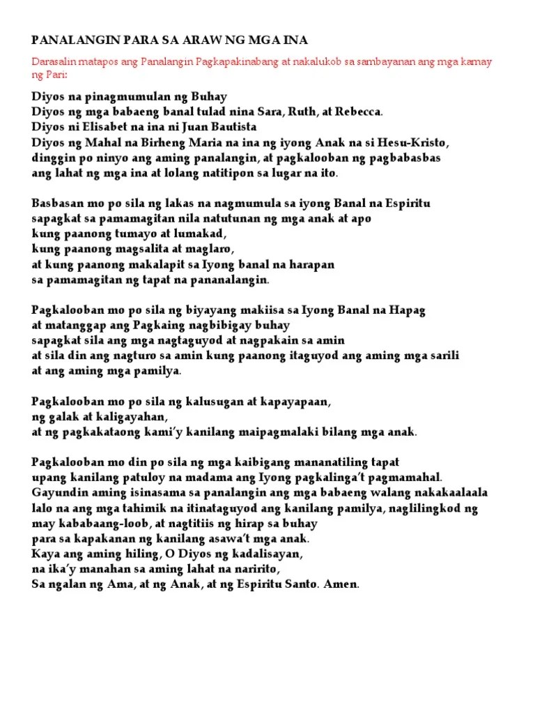 Panalangin Para Sa Araw NG Mga Ina | PDF