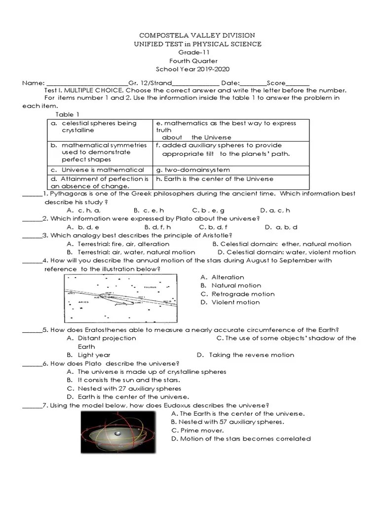 Sci 11 Physical Science 4th Quarter Div2 PDF | PDF | Heliocentrism | Light