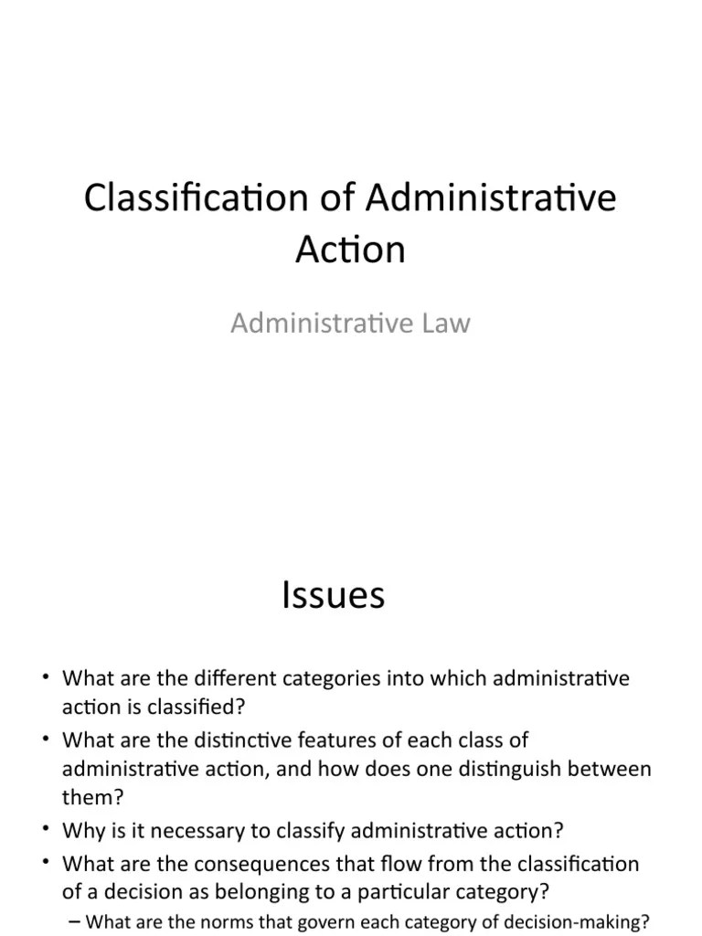 Classification Of Administrative Action | PDF | Precedent | Discretion