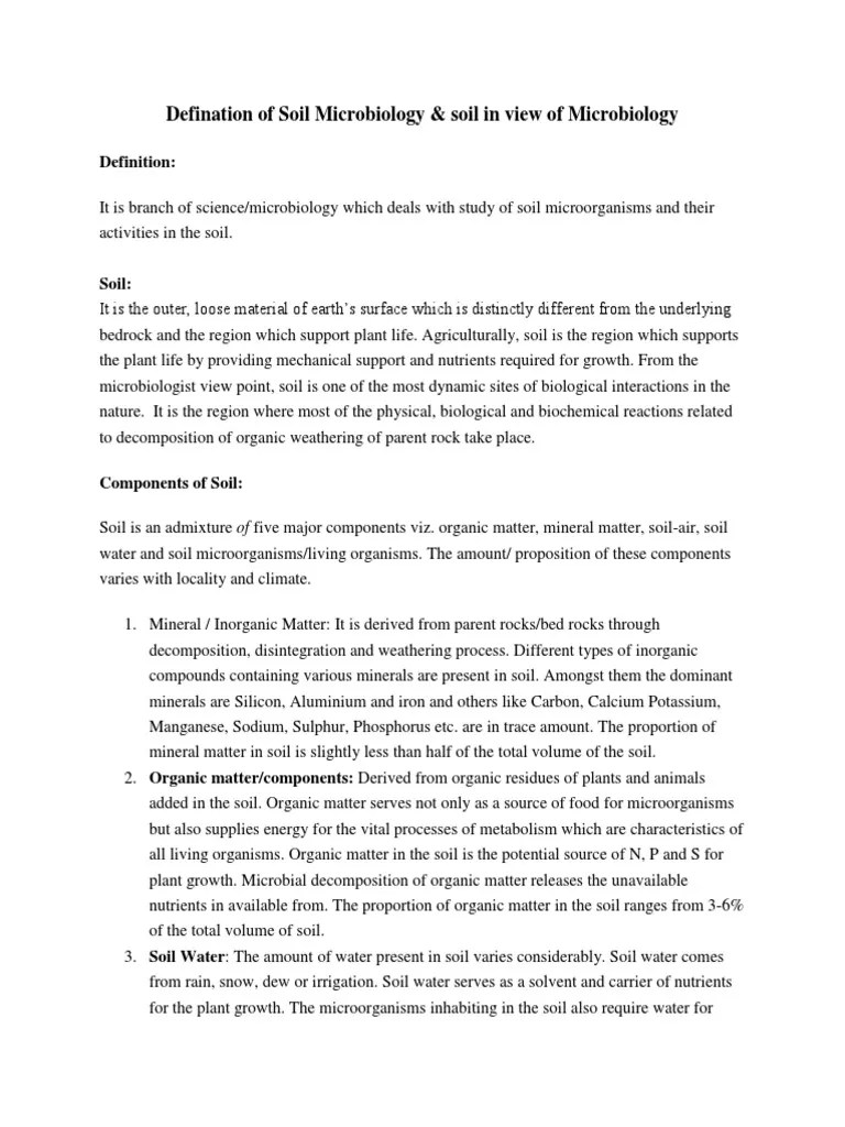Notes Of Soil Microbiology PDF | PDF | Soil | Bacteria