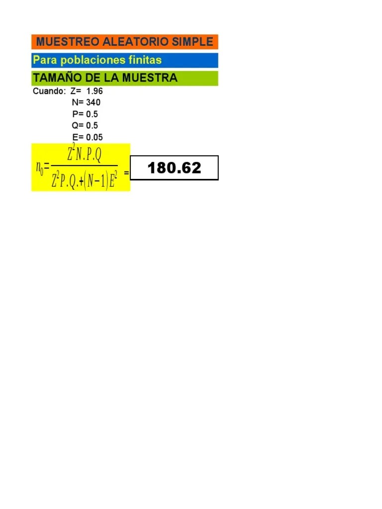 Formula Calculo Tamaño De La Muestra | PDF | Métodos De Búsqueda ...