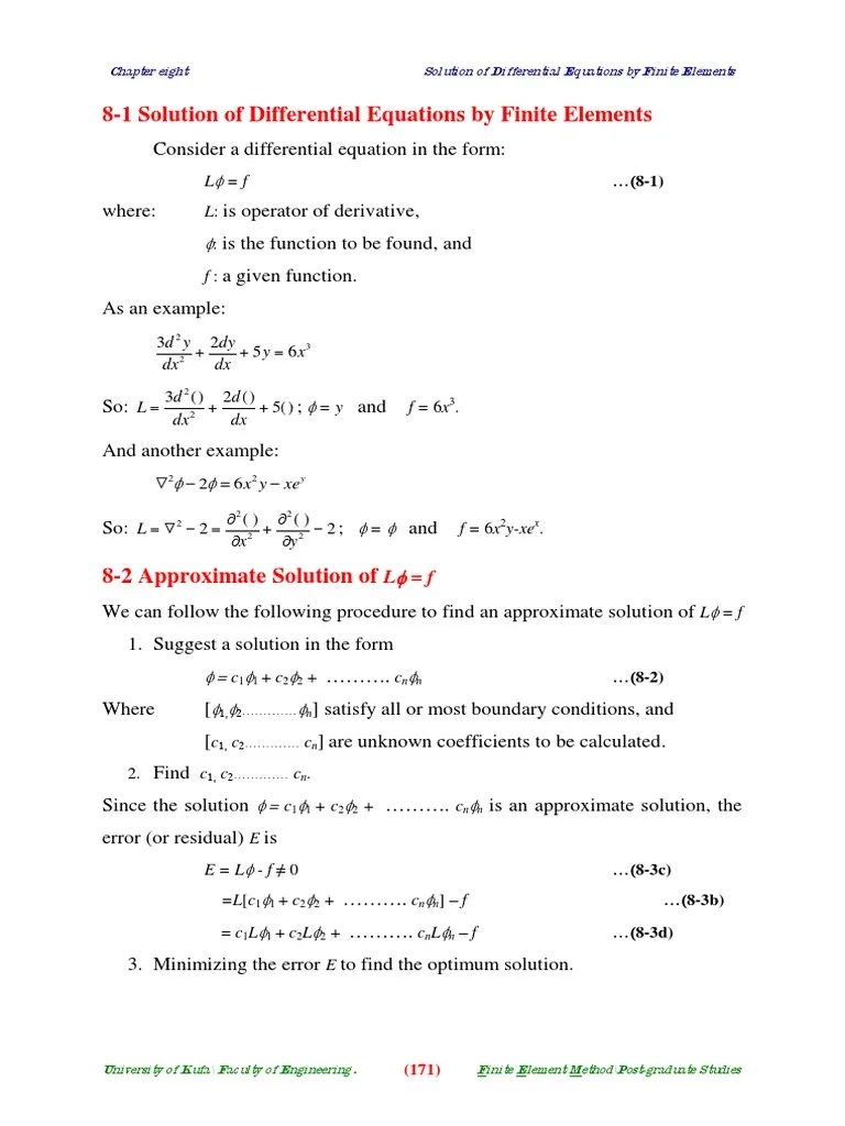 8-1 Solution Of Differential Equations By Finite Elements | PDF ...