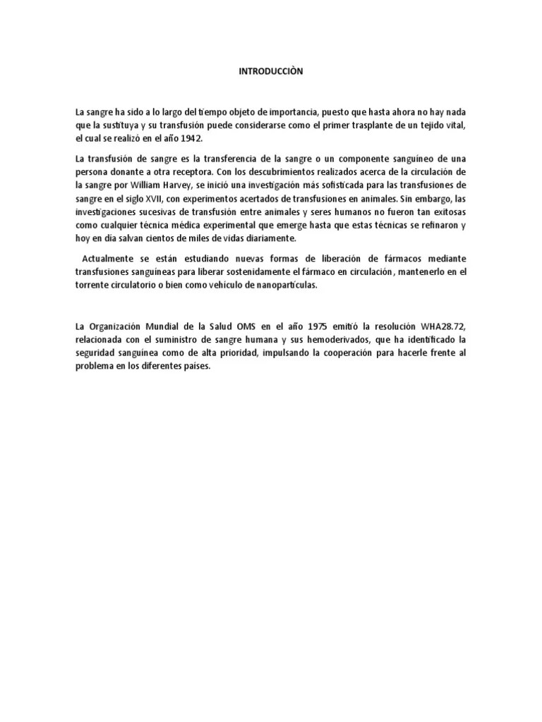 Transfusiòn Sanguinea | PDF | Transfusión De Sangre | Patologia Clinica