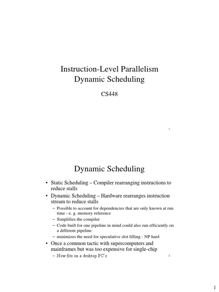 Instruction-Level Parallelism Dynamic Scheduling | PDF | Integrated ...