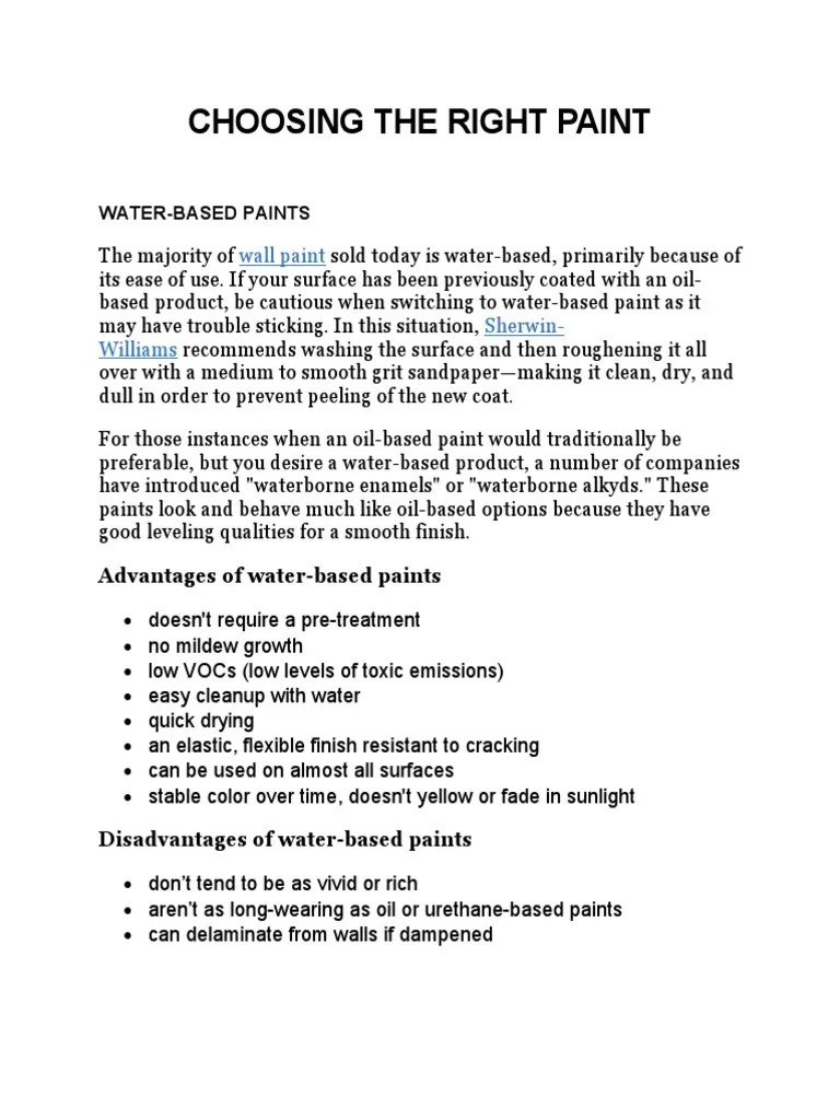 Choosing The Right Paint | PDF | Paint | Art Media