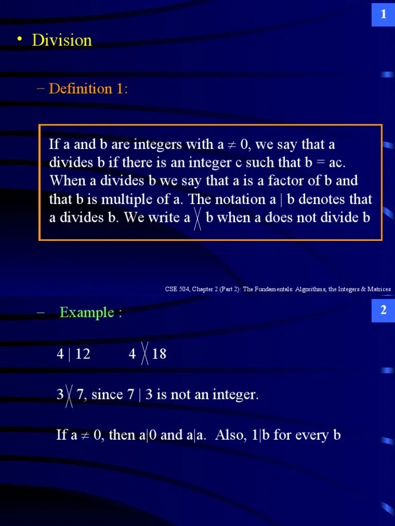 Division: - Definition 1 | PDF | Number Theory | Elementary Mathematics