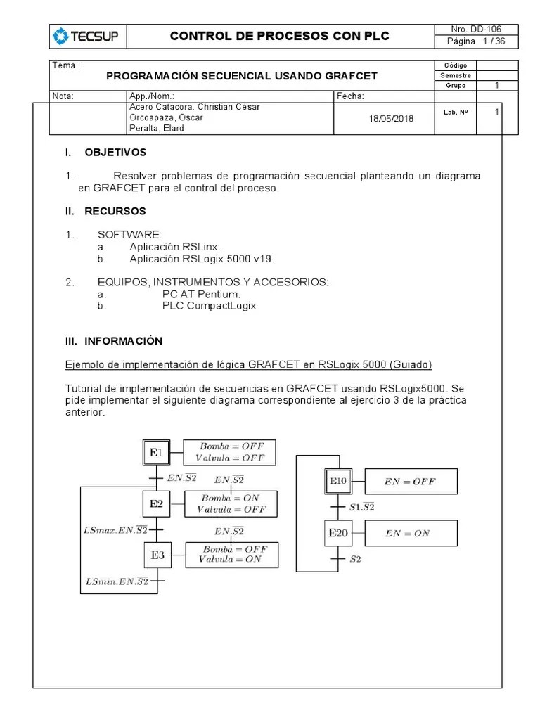 Lab 4 Programación Secuencial Usando GRAFCET | PDF | Semáforo | Controlador Lógico Programable