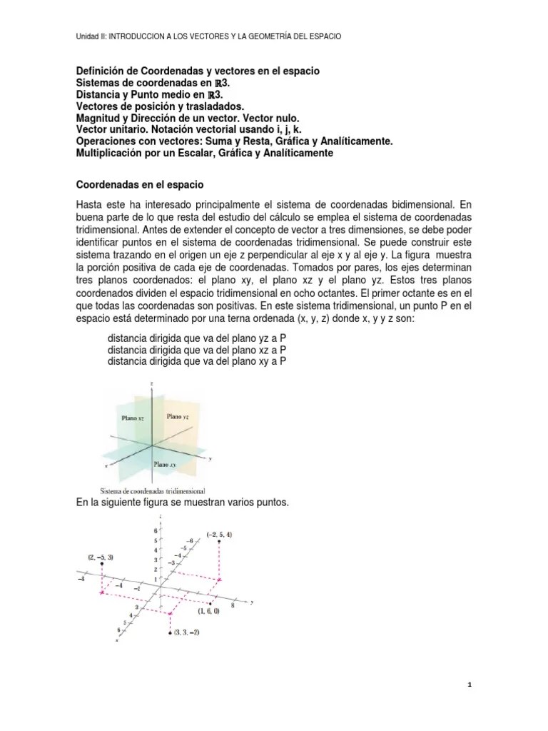 Vectores En El Espacio | Descargar Gratis PDF | Vector Euclidiano | Geometria Plana)