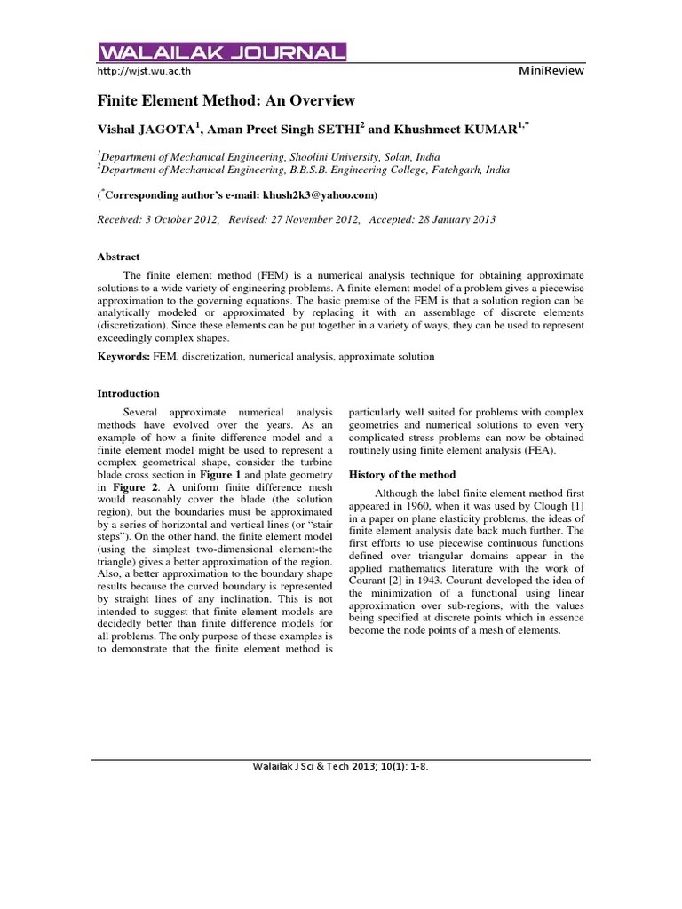 Finite Element Method An Overview PDF | PDF | Finite Element Method ...