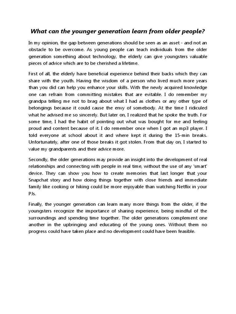 2. What Can The Younger Generation Learn From Older People