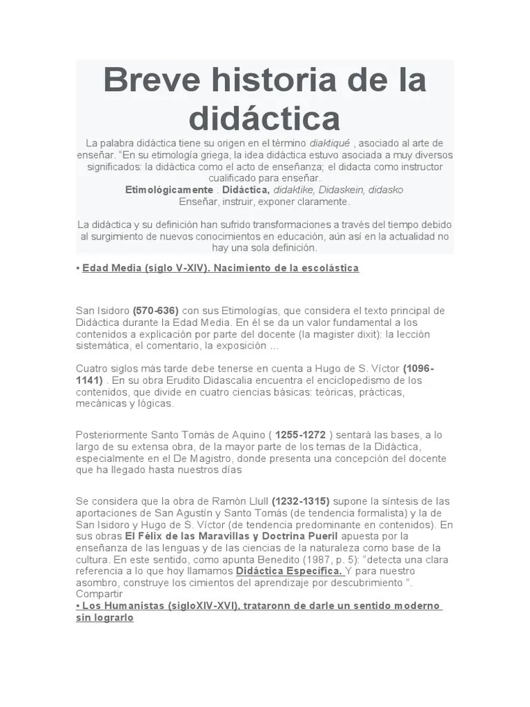 Breve Historia de La Didactica 7 | PDF | Pedagogía | Modificación de  comportamiento