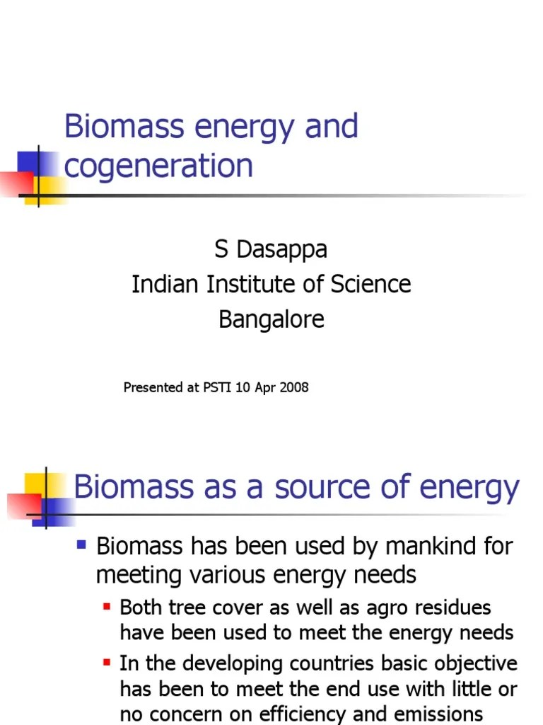 Biomass Energy And Cogeneration | PDF | Gasification | Bioenergy