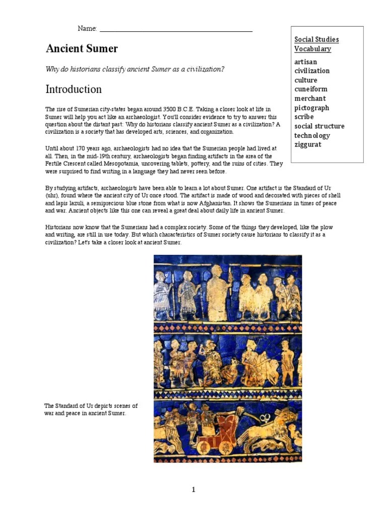 The Characteristics Of Civilization In Ancient Sumer: Evidence From The ...