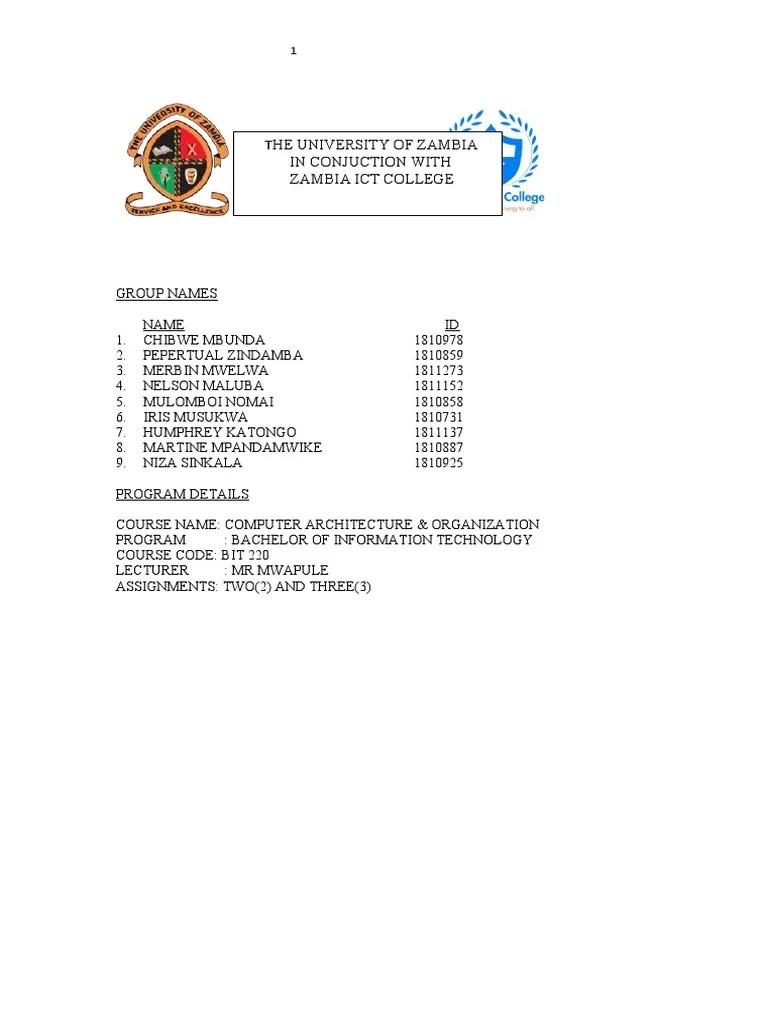 The University Of Zambia In Conjuction With Zambia Ict College | PDF | Scheduling (Computing ...