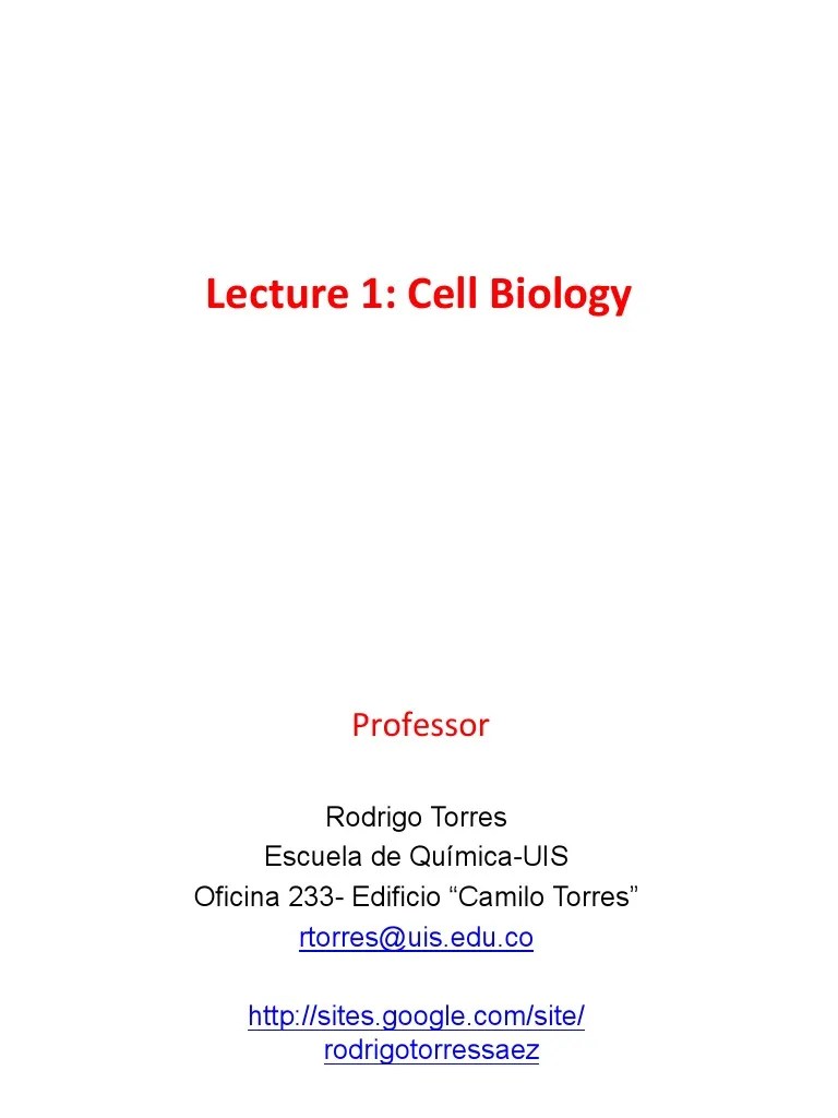 Lecture 1-Cell Biology | PDF | Biophysics | Zoology
