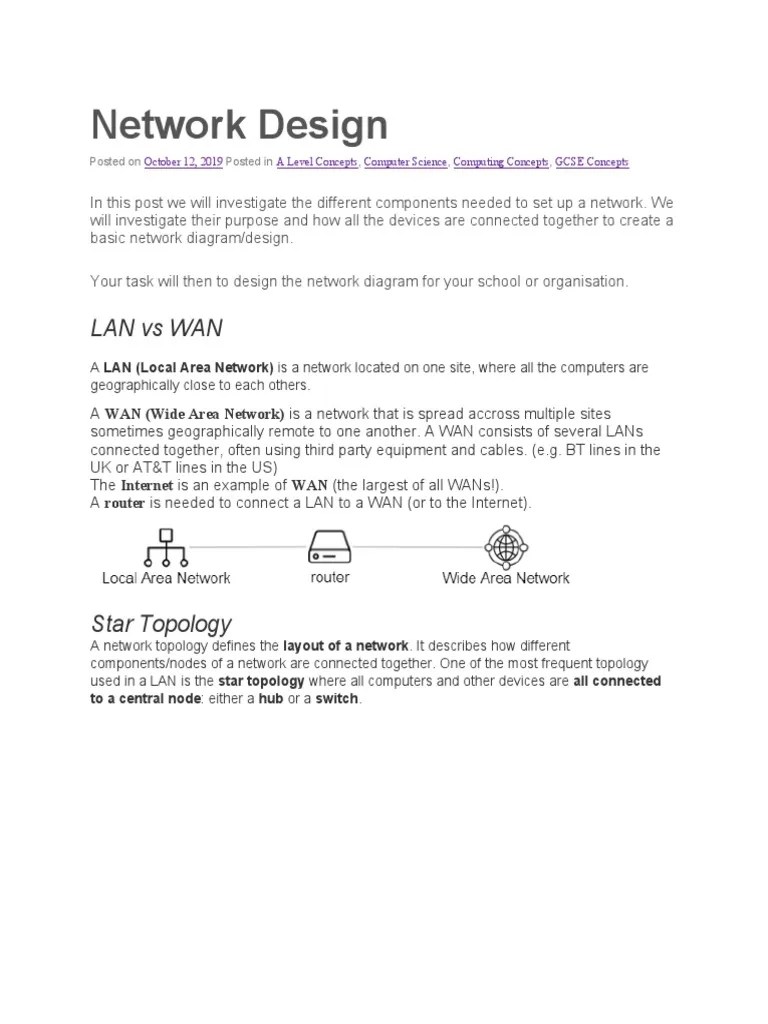 Network Design: Lan Vs Wan | PDF | Network Topology | Computer Network