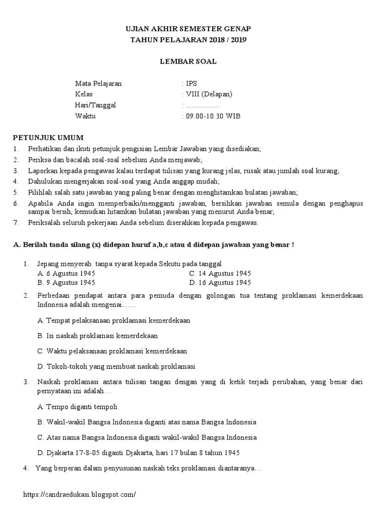 SOAL UAS IPS KELAS 8 SMT 2 SMP Mts | PDF