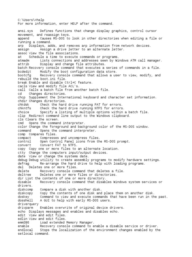 MS-DOS Command Reference Guide | PDF | Command Line Interface ...