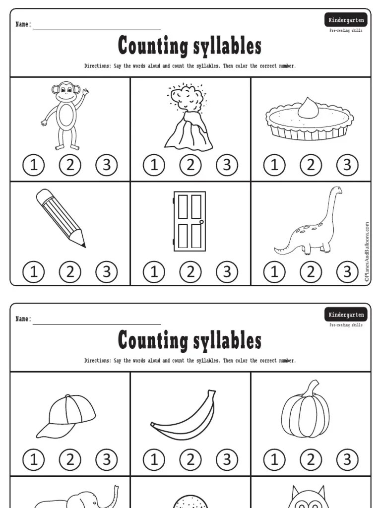 counting syllables worksheets pdf