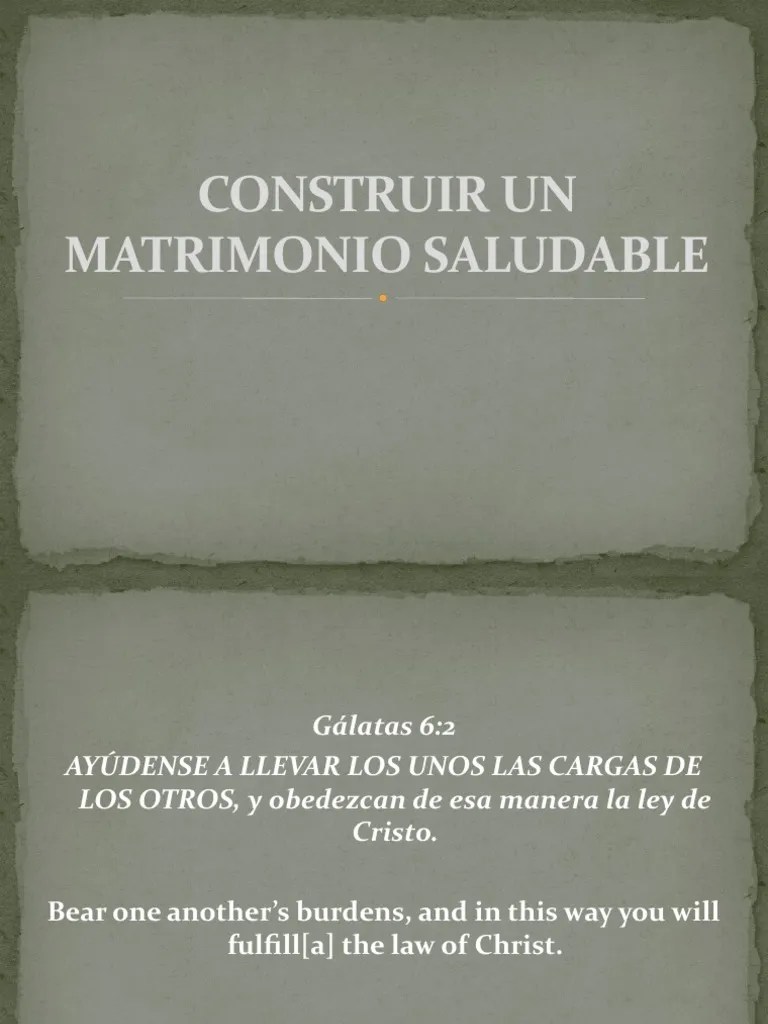 Construir Un Matrimonio Saludable | PDF