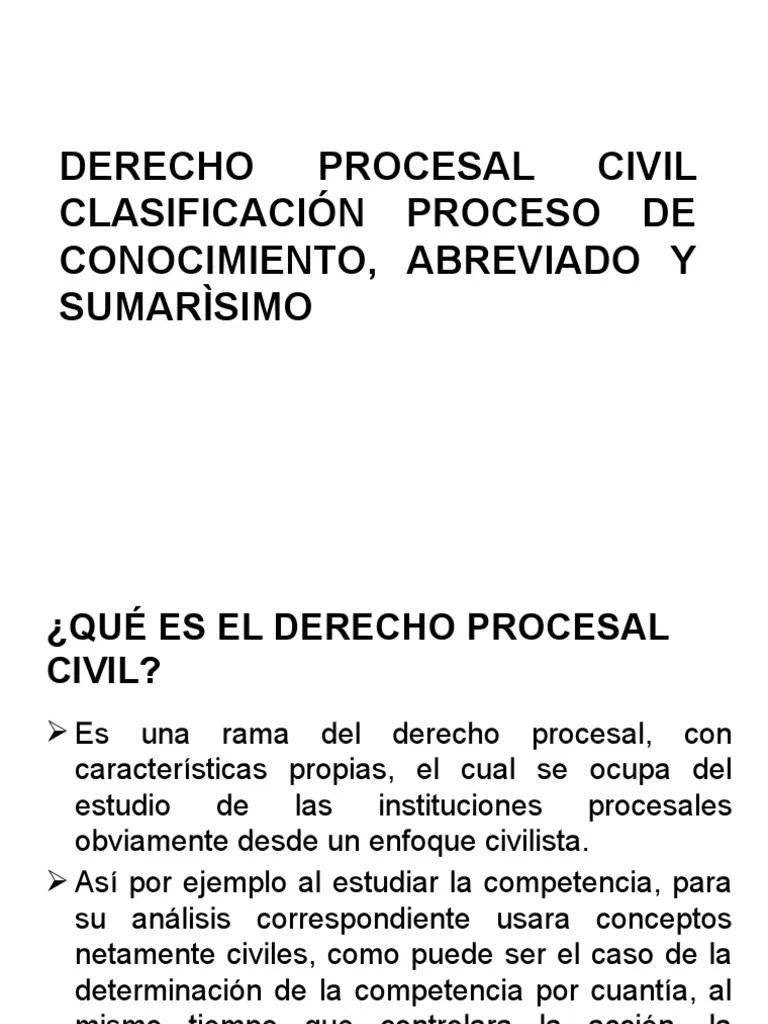 Derecho Procesal Civil Clasificación Proceso De | PDF | Ley Procesal ...